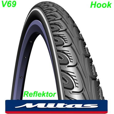 Mitas Pneu 700x35C (37-622) V69 HOOK schwarz Reflektor Pannenschutz