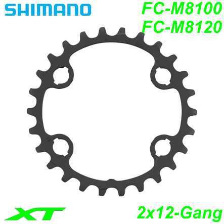 Shimano Kettenblatt 2x12-G 26 Z FC-M7100 FC-M7120 FC-M8100 FC-M8120 BJ XT schwarz Y0J826000