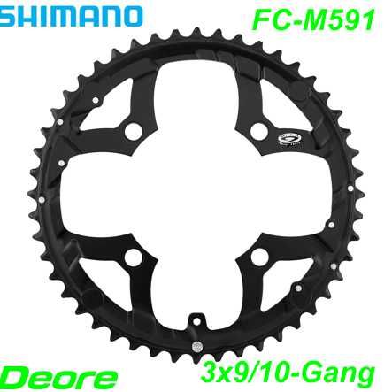 Shimano Kettenblatt 3x9/10-G. FC-M591 48 Z. Ø 104 HS schwarz Deore Y1LD98160