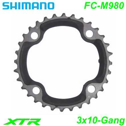 Shimano Kettenblatt 3x10-G. FC-M980 32 Z. Ø 104 XTR silber-schwarz Y1LR98020