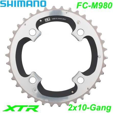 Shimano Kettenblatt 2x10-G. FC-M980 38 Z. Ø 104 XTR silber-schwarz Y1LR98030