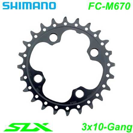 Shimano Kettenblatt 3x10-G. FC-M670 FC-M660 24 Z. Ø 64 AE schwarz Y1LU24000