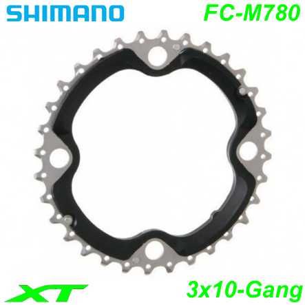 Shimano Kettenblatt 3x10-G. FC-M770 FC-M780 FC-T781 AE 32 Z. Ø 104 XT silber-schwarz Y1MM98130
