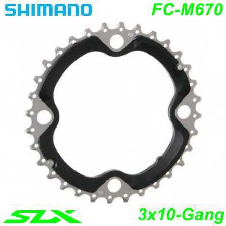 Shimano Kettenblatt 3x10-G. 32 Z. FC-M670 FC-M660 FC-M590 FC-M522 Ø 104 AE silber-schwarz Y1N998050
