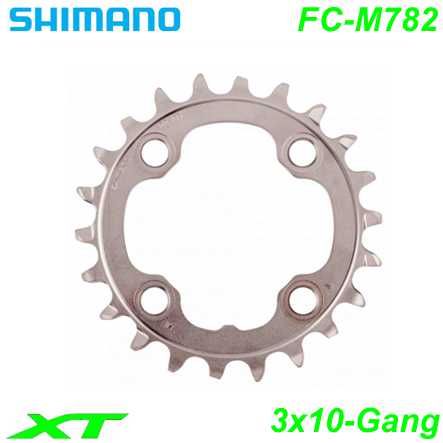 Shimano Kettenblatt 3x10-G FC-M782 AN XT 22 Zähne 4-Loch Ø 64 Y1NV22000