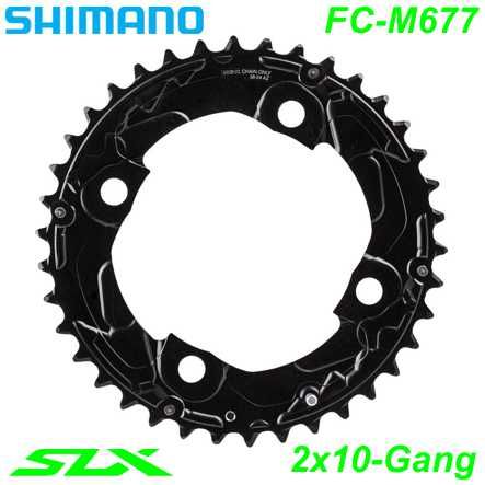 Shimano Kettenblatt 2x10-G. FC-M677 FC-M617 38 Z. Ø 104 AZ SLX schwarz Y1RM98020
