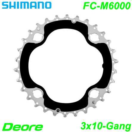 Shimano Kettenblatt 3x10-G. FC-M6000 30 Z. Ø 96 Y1WC98010