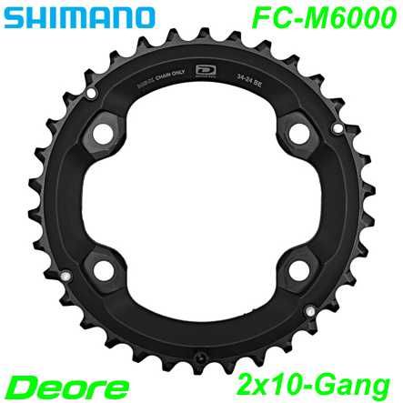 Shimano Kettenblatt 2x10-G. FC-M6000 38 Z BF Ø 96 schwarz Y1WD26000