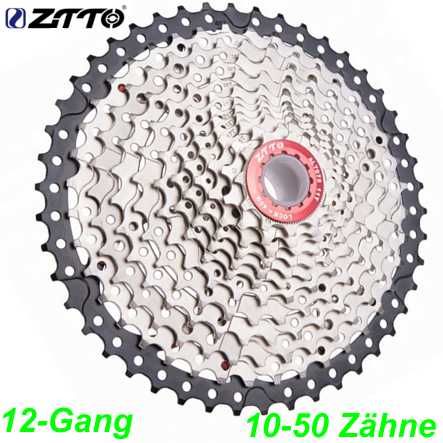Kassette ZTTO 12-G 10-50 Zähne silber CS Shimano kompatibel